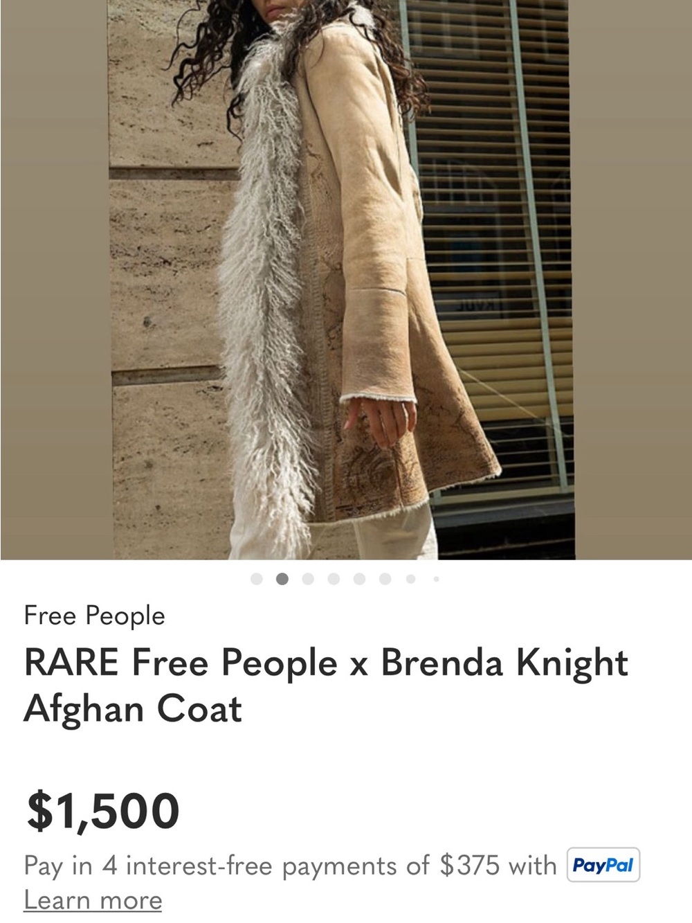 Free People Tan Trench Coat with Gray Fur Trim NWOT